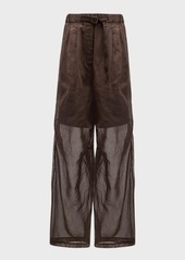 Brunello Cucinelli Belted Double-Pleated Cotton-Gauze Pants With Lining