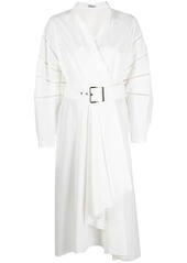 Brunello Cucinelli belted wrap-style mid-length dress