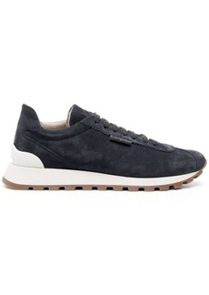 Brunello Cucinelli Blue Low Top Sneakers with Monile Detail in Suede Woman