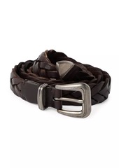 Brunello Cucinelli Braided Leather Belt with Monili