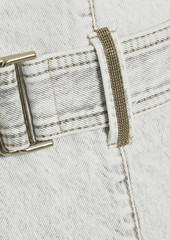 Brunello Cucinelli - Bead-embellished belted denim midi skirt - Gray - IT 40