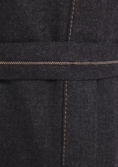 Brunello Cucinelli - Bead-embellished belted wool-blend felt shirt dress - Gray - M