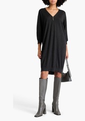 Brunello Cucinelli - Bead-embellished cashmere and silk-blend dress - Gray - M