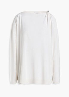Brunello Cucinelli - Bead-embellished cashmere and silk-blend sweater - White - XXS