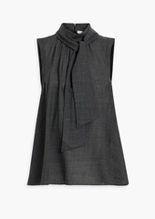 Brunello Cucinelli - Bead-embellished checked wool-tweed top - Gray - M