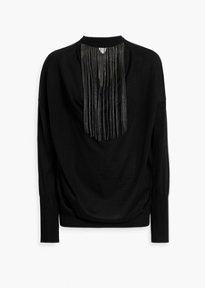Brunello Cucinelli - Bead-embellished cutout cashmere and silk-blend sweater - Black - M