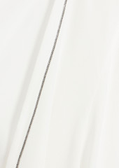 Brunello Cucinelli - Bead-embellished cutout silk-crepe shirt - White - M