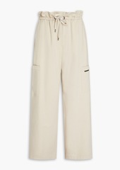 Brunello Cucinelli - Bead-embellished French cotton-blend terry track pants - Neutral - M