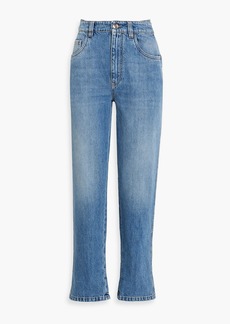 Brunello Cucinelli - Bead-embellished high-rise straight-leg jeans - Blue - IT 38