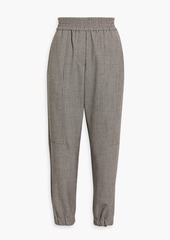 Brunello Cucinelli - Bead-embellished houndstooth wool-blend tapered pants - Brown - IT 42