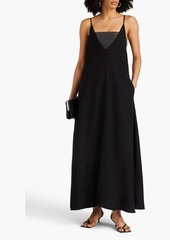 Brunello Cucinelli - Bead-embellished layered twill maxi dress - Black - S