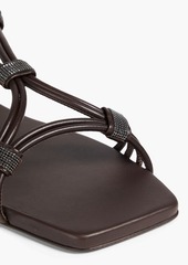 Brunello Cucinelli - Bead-embellished leather sandals - Brown - EU 37