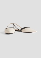 Brunello Cucinelli - Bead-embellished leather slingback point-toe flats - White - EU 36