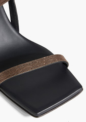 Brunello Cucinelli - Bead-embellished leather slingback sandals - Black - EU 34