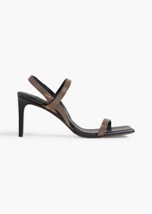 Brunello Cucinelli - Bead-embellished leather slingback sandals - Black - EU 34