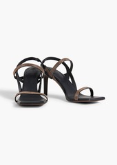 Brunello Cucinelli - Bead-embellished leather slingback sandals - Metallic - EU 37