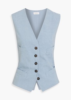Brunello Cucinelli - Bead-embellished linen-blend vest - Blue - IT 36