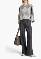 Brunello Cucinelli - Bead-embellished metallic argyle cashmere sweater - Gray - M