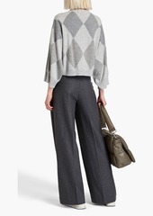 Brunello Cucinelli - Bead-embellished metallic argyle cashmere sweater - Gray - M