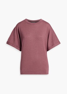 Brunello Cucinelli - Bead-embellished metallic cashmere-blend T-shirt - Pink - M