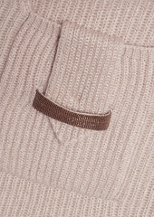 Brunello Cucinelli - Bead-embellished metallic ribbed cashmere-blend sweater - Neutral - M