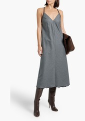Brunello Cucinelli - Bead-embellished flannel midi dress - Gray - M