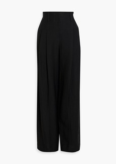 Brunello Cucinelli - Bead-embellished pleated gabardine wide-leg pants - Black - IT 38