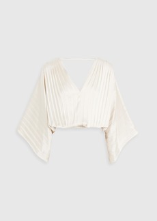 Brunello Cucinelli - Bead-embellished pleated satin blouse - White - XS