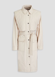 Brunello Cucinelli - Bead-embellished quilted shell trench coat - White - IT 36