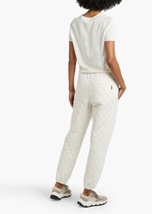 Brunello Cucinelli - Bead-embellished quilted stretch-cotton jersey track pants - White - IT 42