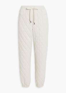 Brunello Cucinelli - Bead-embellished quilted stretch-cotton jersey track pants - White - IT 42