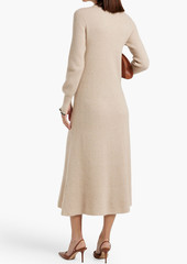 Brunello Cucinelli - Bead-embellished ribbed alpaca and cotton-blend midi dress - Neutral - M