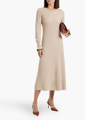 Brunello Cucinelli - Bead-embellished ribbed alpaca and cotton-blend midi dress - Neutral - M