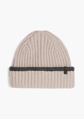 Brunello Cucinelli - Bead-embellished ribbed cashmere beanie - White - S