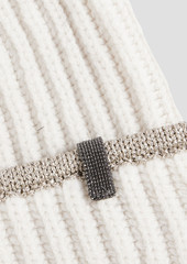 Brunello Cucinelli - Bead-embellished ribbed cashmere beanie - White - S