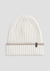 Brunello Cucinelli - Bead-embellished ribbed cashmere beanie - White - S