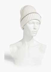 Brunello Cucinelli - Bead-embellished ribbed cashmere beanie - White - S