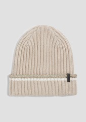 Brunello Cucinelli - Bead-embellished ribbed cashmere beanie - White - S