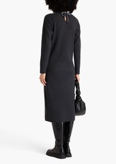 Brunello Cucinelli - Bead-embellished ribbed cashmere midi dress - Gray - M