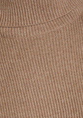 Brunello Cucinelli - Bead-embellished ribbed cashmere turtleneck sweater - Neutral - XXS