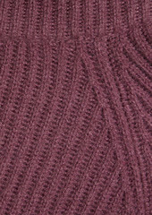 Brunello Cucinelli - Bead-embellished ribbed cashmere turtleneck sweater - Purple - M