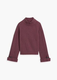Brunello Cucinelli - Bead-embellished ribbed cashmere turtleneck sweater - Purple - M