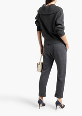 Brunello Cucinelli - Bead-embellished ribbed cashmere zip-up sweater - Gray - M