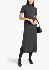 Brunello Cucinelli - Bead-embellished ribbed cotton-blend midi dress - Gray - XXS