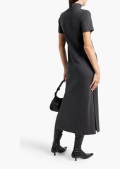 Brunello Cucinelli - Bead-embellished ribbed cotton-blend midi dress - Gray - XXS