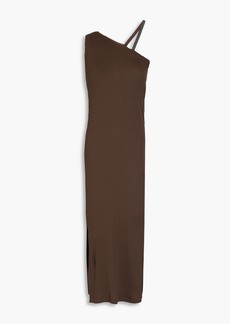 Brunello Cucinelli - Bead-embellished ribbed stretch-cotton jersey midi dress - Brown - M
