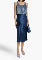 Brunello Cucinelli - Bead-embellished ribbed velvet tank - Blue - M