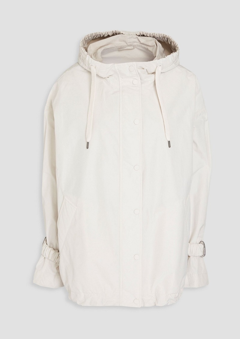 Brunello Cucinelli - Bead-embellished shell hooded jacket - White - IT 42