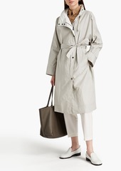 Brunello Cucinelli - Bead-embellished shell hooded raincoat - Gray - IT 48