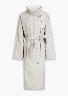 Brunello Cucinelli - Bead-embellished shell hooded raincoat - Gray - IT 42